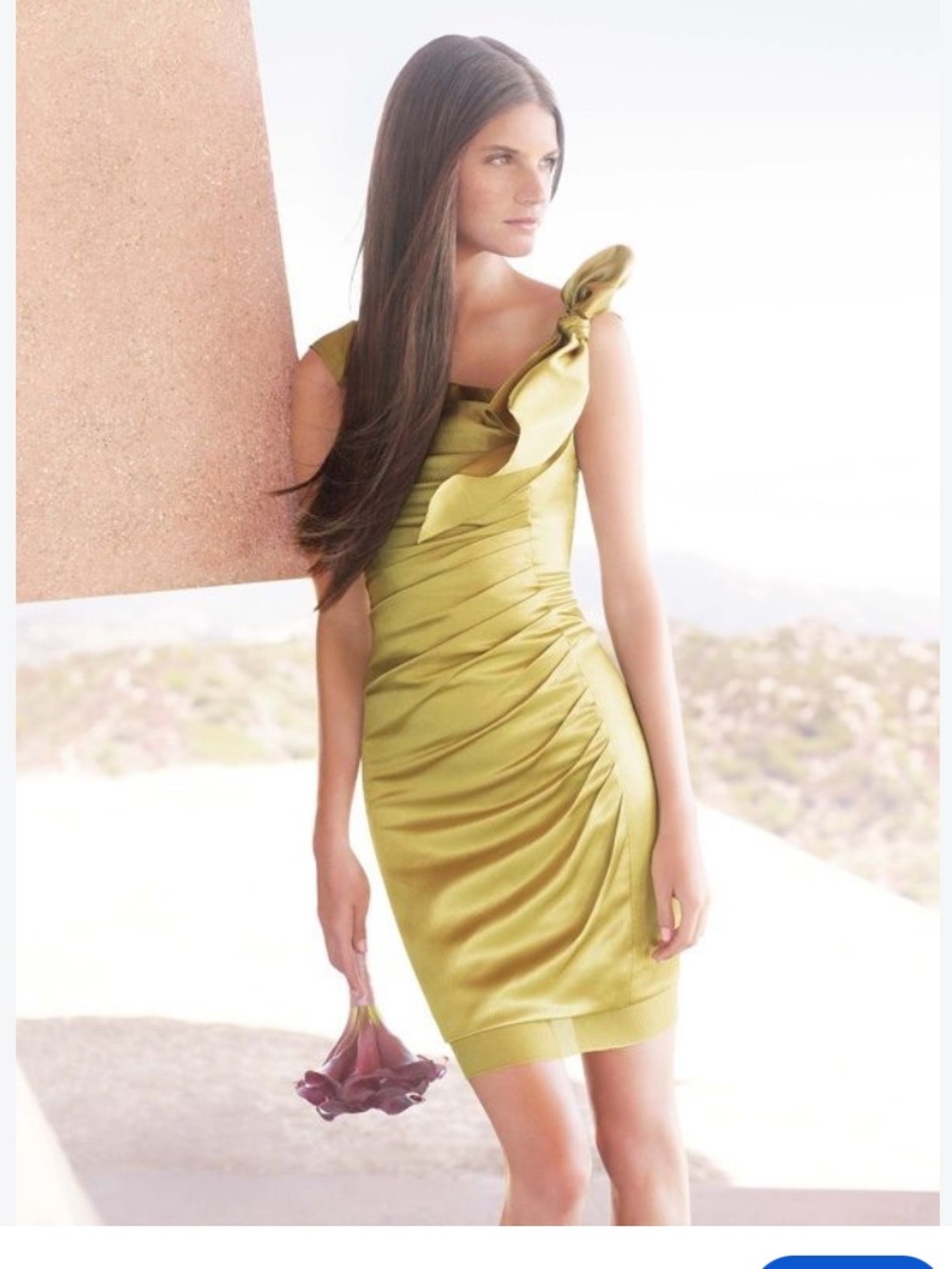 Vera Wang NAVY Satin Draped Sleeveless Cocktail Dress